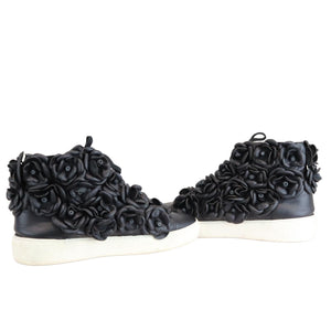 Camellia High Top Sneakers Calfskin Black Size 8