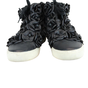 Camellia High Top Sneakers Calfskin Black Size 8