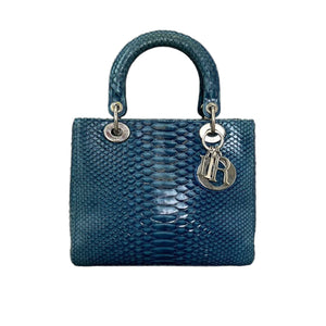 Lady Dior Medium Python Blue SHW