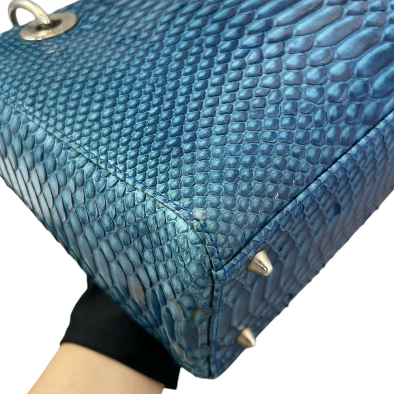 Lady Dior Medium Python Blue SHW