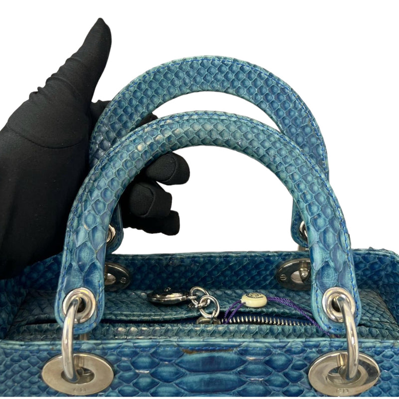 Lady Dior Medium Python Blue SHW