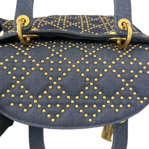 Gold Studded Medium Lady Dior Denim Cannage Blue GHW