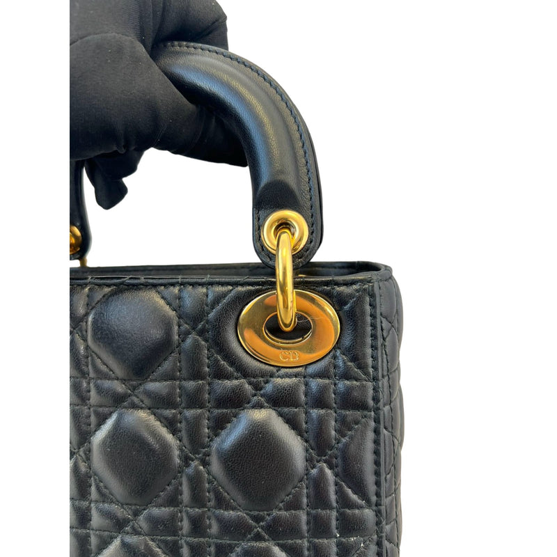 Mini Lady Dior Lambskin Cannage Black GHW