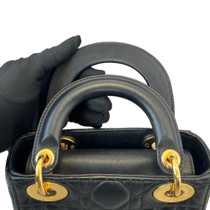 Mini Lady Dior Lambskin Cannage Black GHW