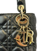Mini Lady Dior Gold Strap Lambskin Cannage Black GHW