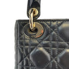 Mini Lady Dior Gold Strap Lambskin Cannage Black GHW