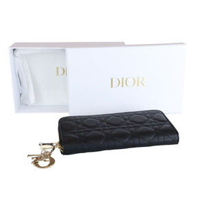 Lady Dior Zip Wallet Lambskin Cannage Black GHW