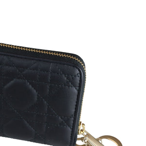 Lady Dior Zip Wallet Lambskin Cannage Black GHW