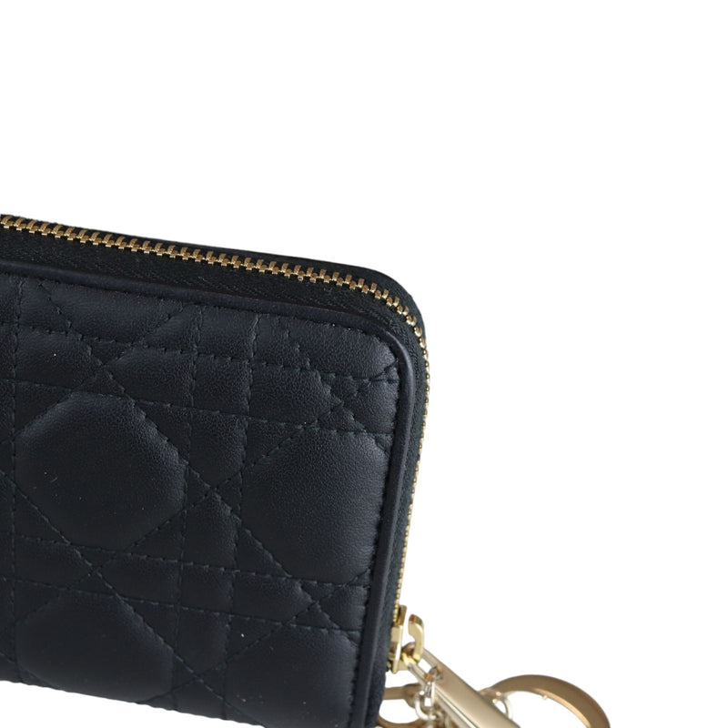 Lady Dior Zip Wallet Lambskin Cannage Black GHW