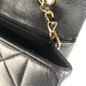 Diana Small Single Flap Lambskin Quilted Black GHW