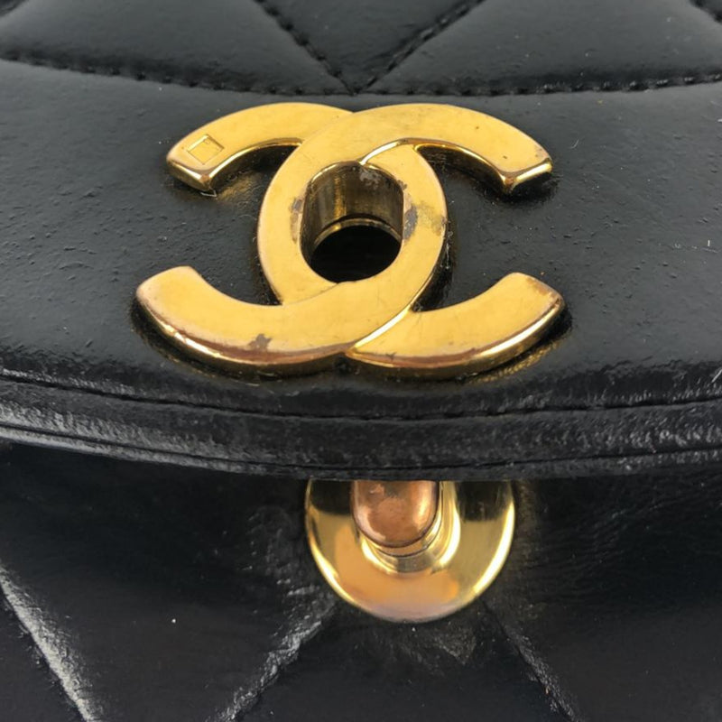Diana Small Single Flap Lambskin Quilted Black GHW