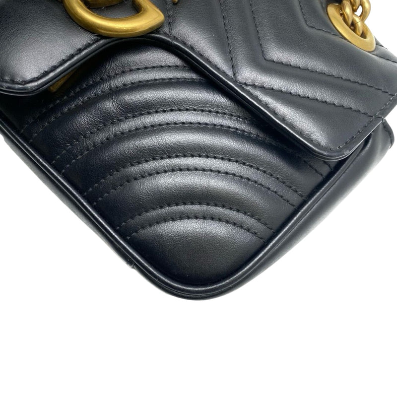 GG Marmont Mini Calfskin Matelasse Black GHW