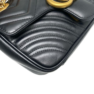 GG Marmont Mini Calfskin Matelasse Black GHW