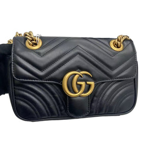 GG Marmont Mini Calfskin Matelasse Black GHW