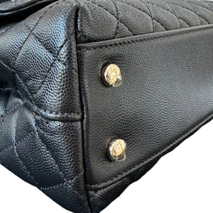 Coco Handle Mini Caviar Quilted with Hermes Twilly Black GHW