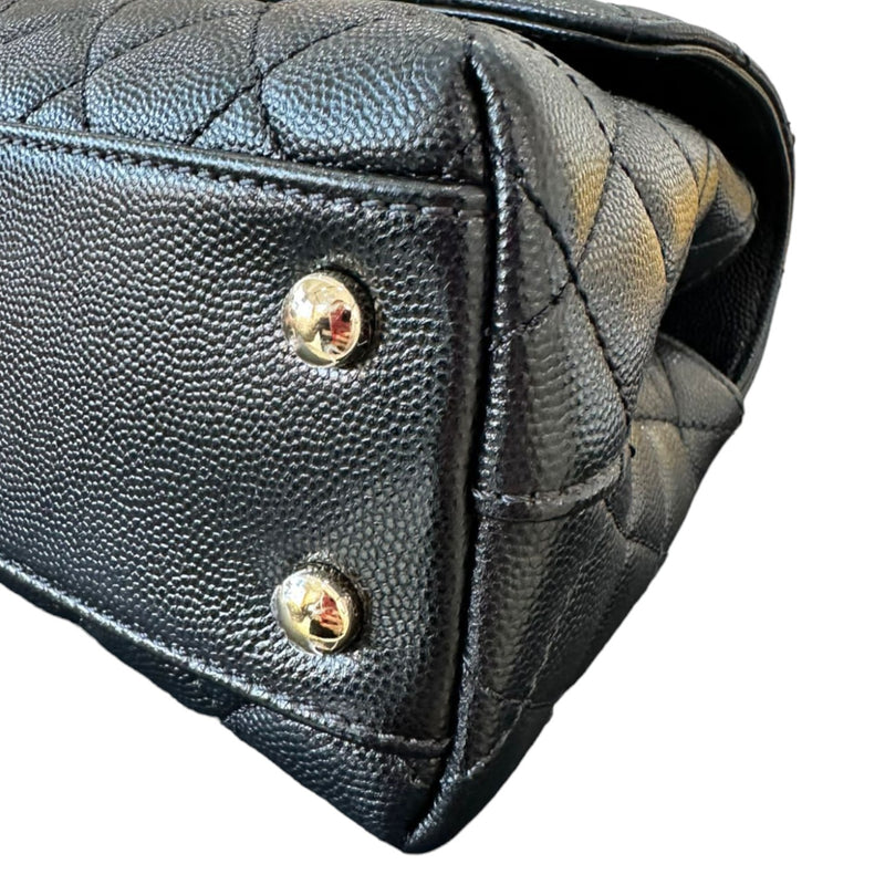 Coco Handle Mini Caviar Quilted with Hermes Twilly Black GHW