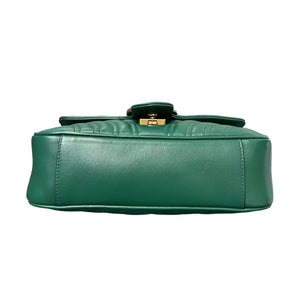 Mini GG Marmont Calfskin Matelasse Emerald Green GHW