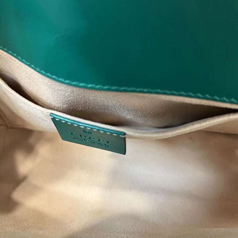 Mini GG Marmont Calfskin Matelasse Emerald Green GHW