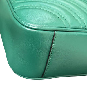 Mini GG Marmont Calfskin Matelasse Emerald Green GHW