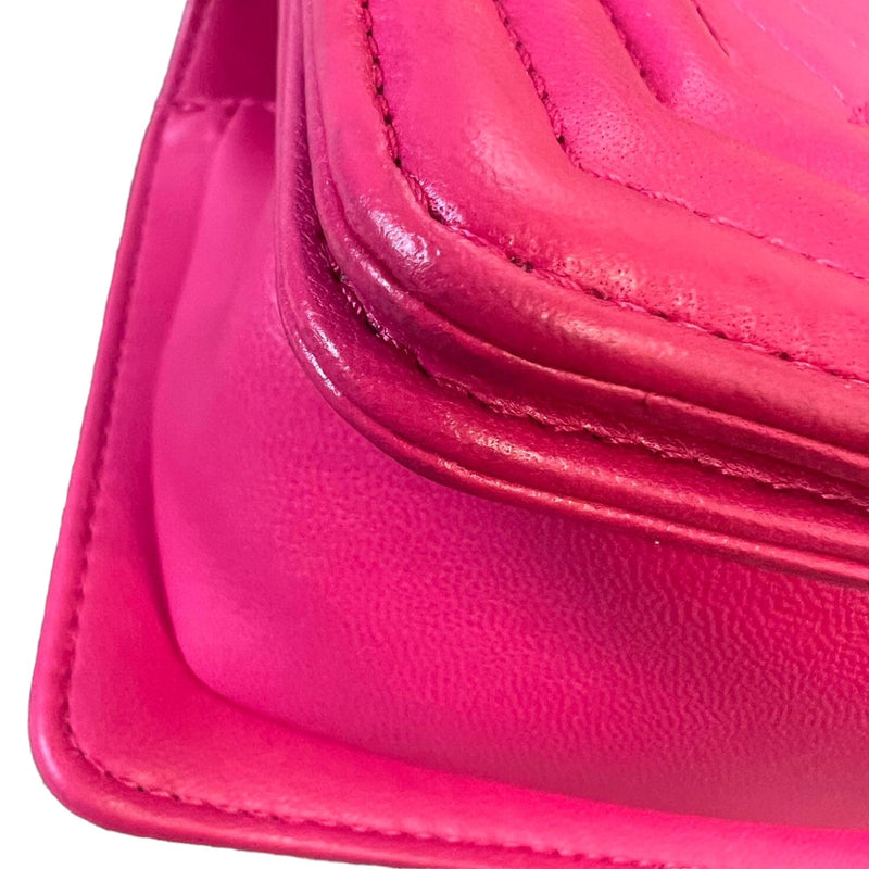 New Small Boy Flap Lambskin Quilted Pink RHW