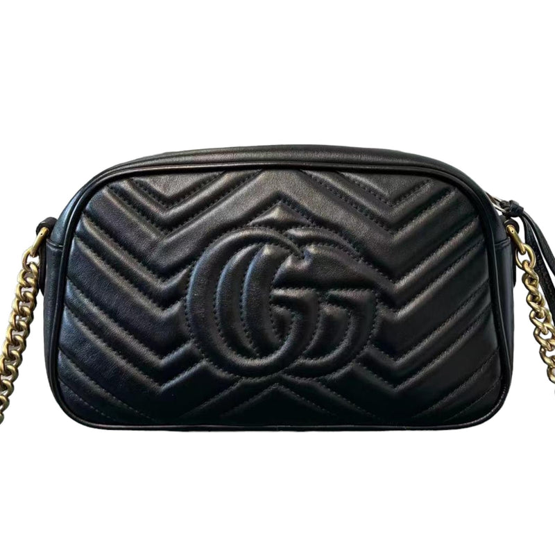 GG Marmont Camera Bag Shoulder Small Calfskin Black GHW