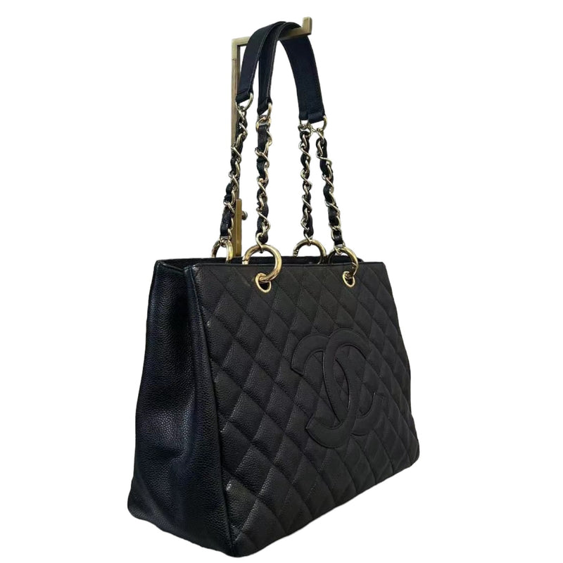 Grand Shopping Tote GST Caviar Quilted Black GHW