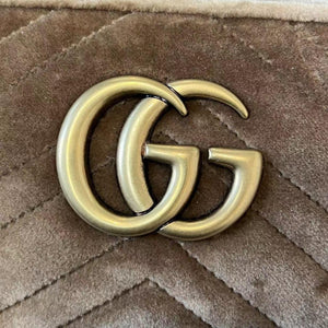 GG Marmont Small Chain Shoulder Velvet Matelasse Brown GHW