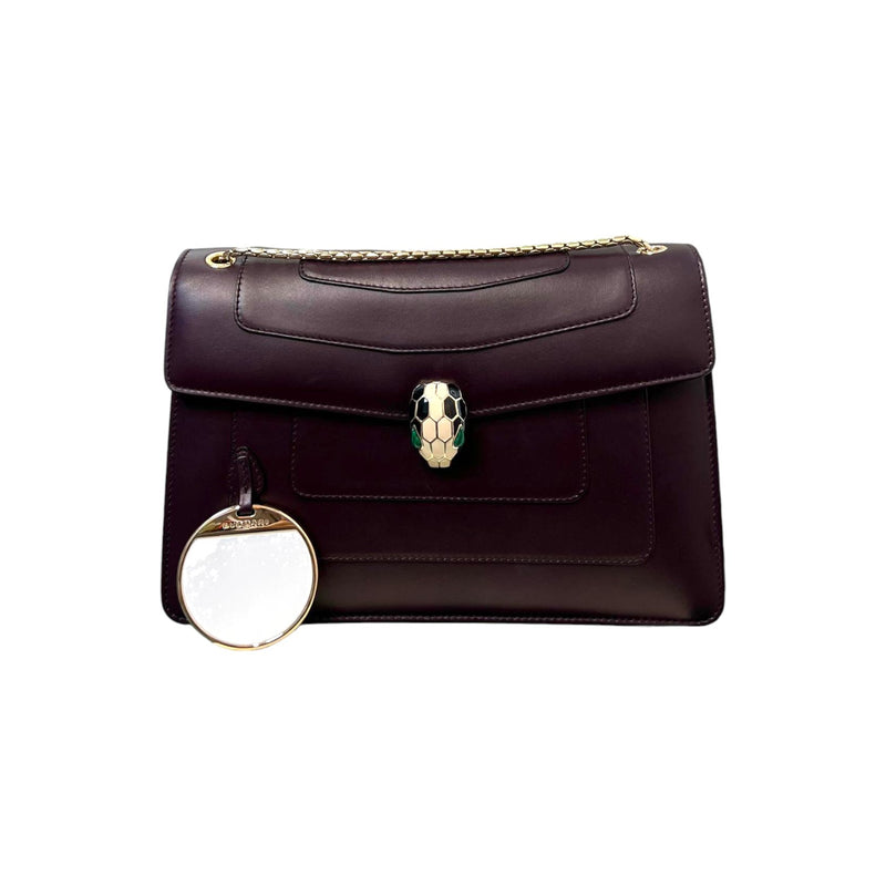 Serpenti Forever Flap Shoulder Calfskin Plum GHW