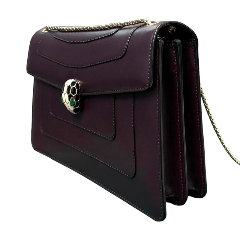 Serpenti Forever Flap Shoulder Calfskin Plum GHW