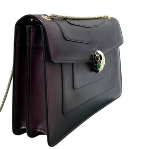 Serpenti Forever Flap Shoulder Calfskin Plum GHW
