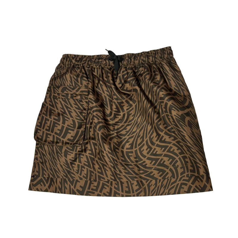 FF Vertigo-Print Drawstring Kids Skirt Tobacco Brown