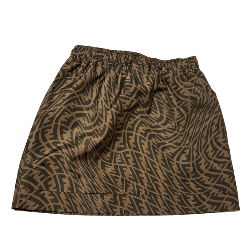 FF Vertigo-Print Drawstring Kids Skirt Tobacco Brown