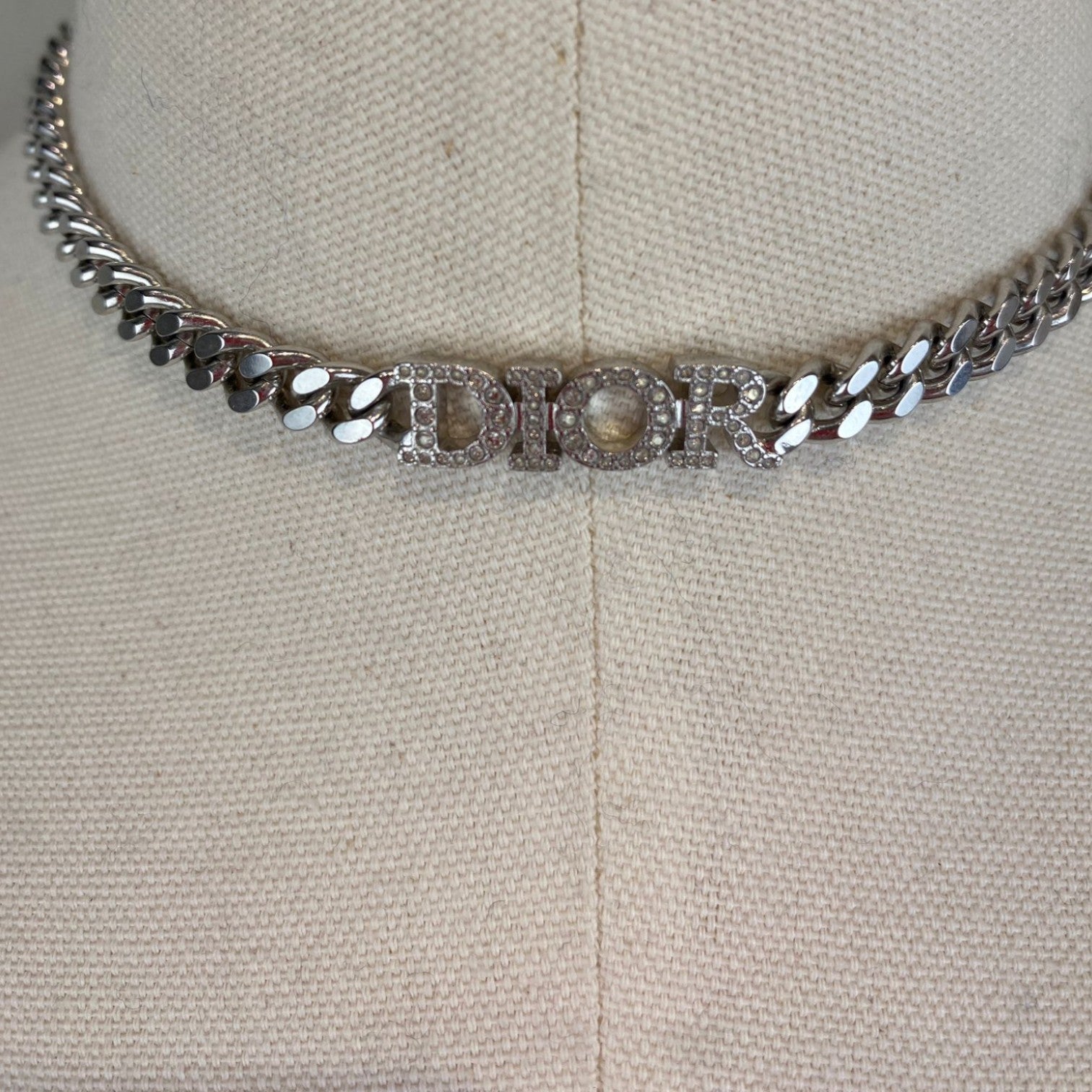 Christian Dior Evolution Choker Silver-Tone Crystals Necklace SHW