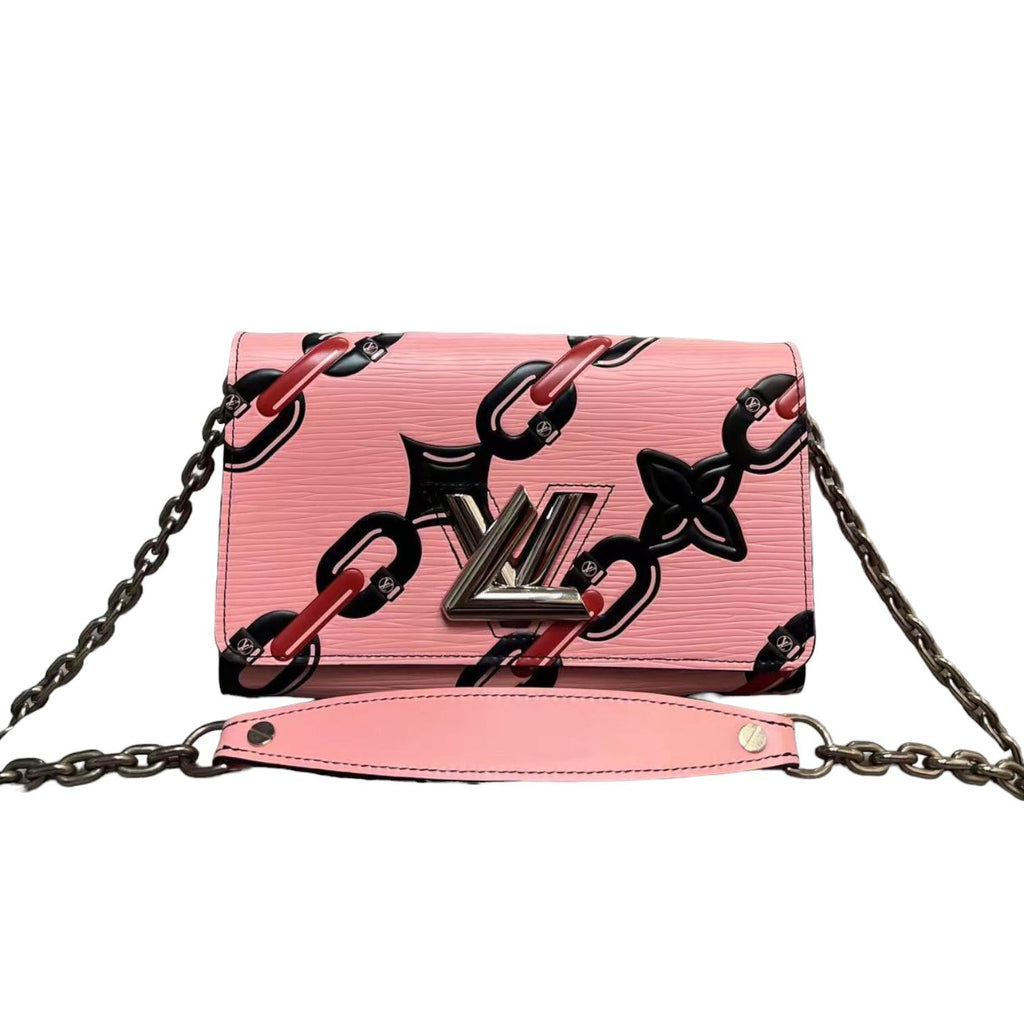 Twist Chain Wallet Chain Flower Print Epi Pink SHW