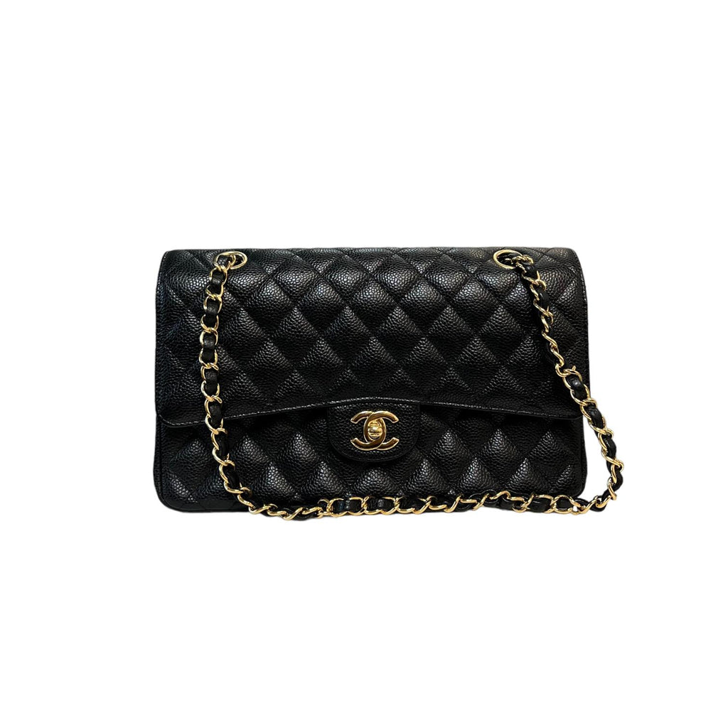 Double Flap Classic Medium Caviar Black GHW