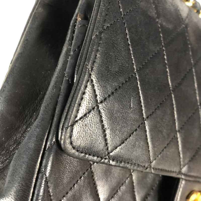 Double Flap Medium Vintage Lambskin Quilted Black GHW