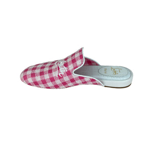 Navy Coolito Check Mules Rose White Size 39.5
