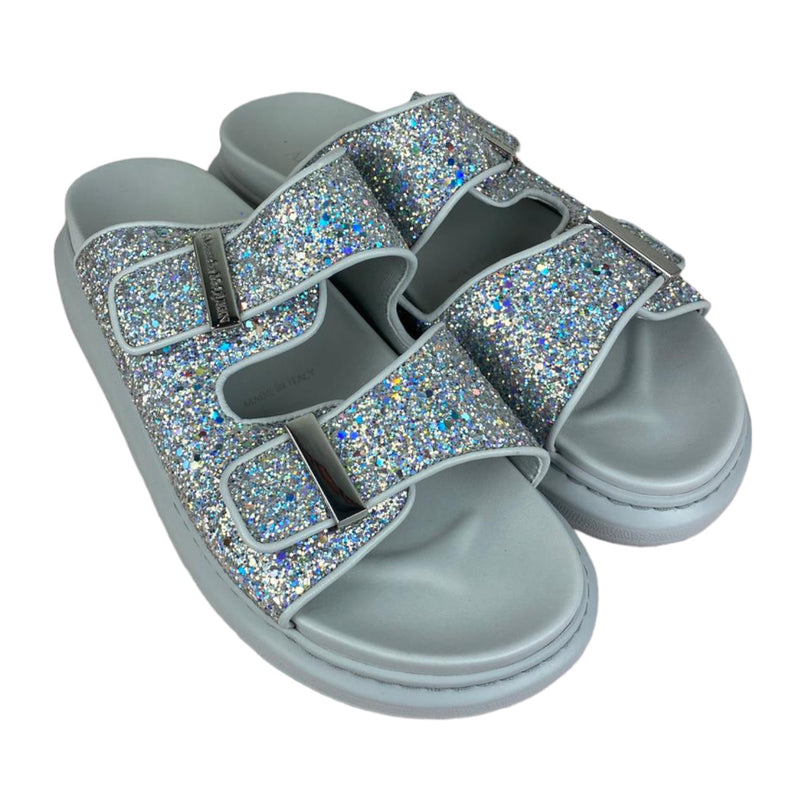 Double-Strap Glitter-Embellished Sandals Size 40