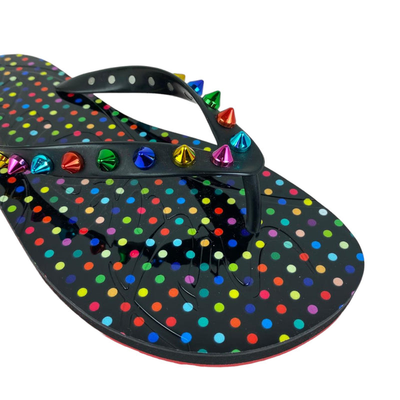 Loubi Studded Flip Flops Rubber Black Size 39