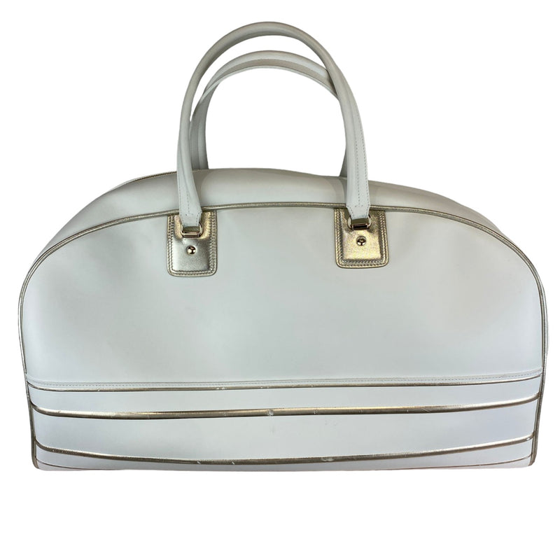 Vibe Zip Bowling Bag Travel Medium Lambskin White GHW