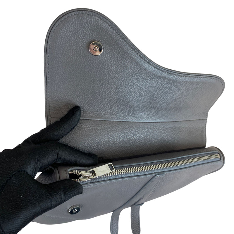 Men's Saddle Bag Grained Calfskin Grey SHW