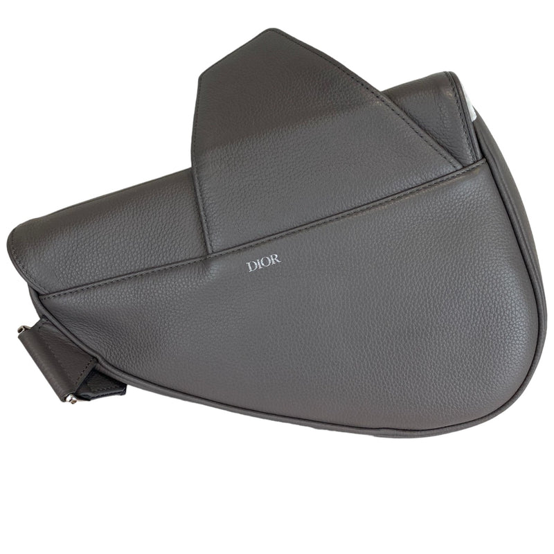 Men's Saddle Bag Grained Calfskin Grey SHW