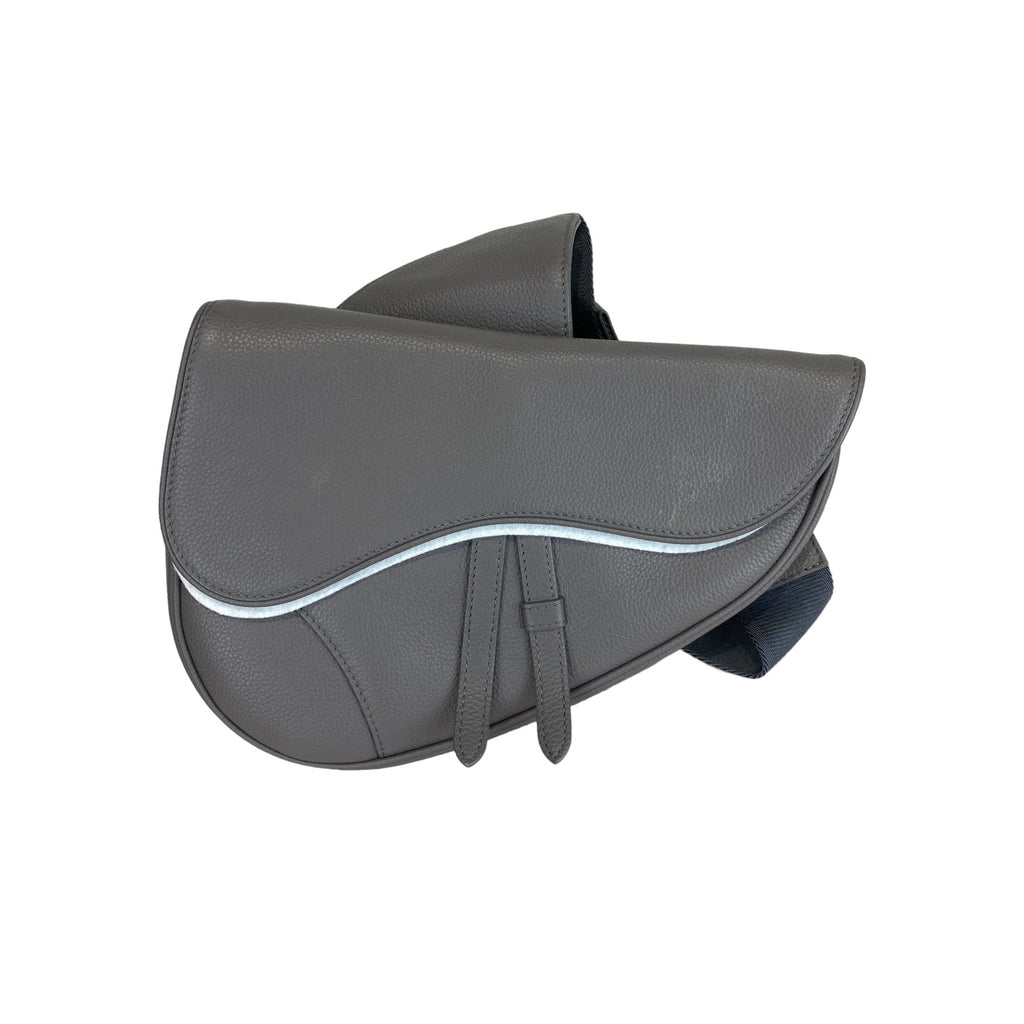 Men's Saddle Bag Grained Calfskin Grey SHW