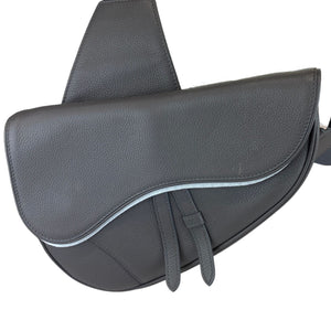 Men's Saddle Bag Grained Calfskin Grey SHW