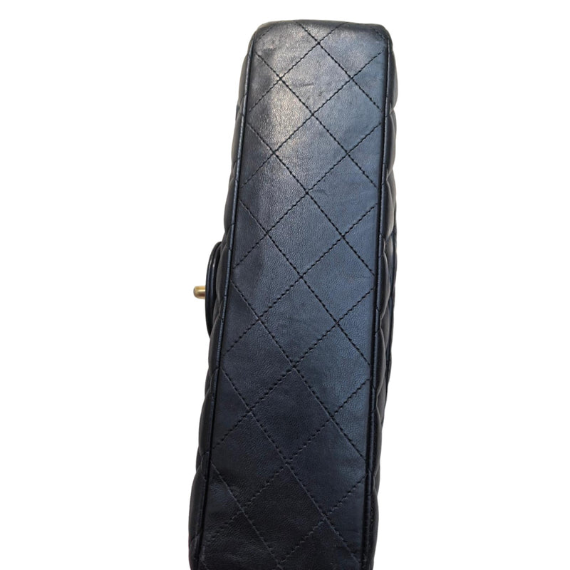 Double Flap Medium Lambskin Quilted Black GHW