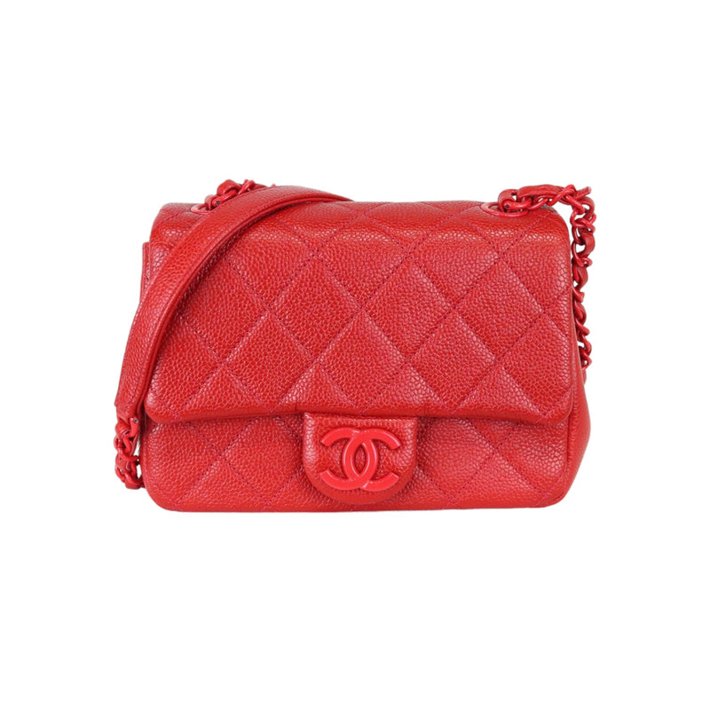 Incognito Square Flap Mini Caviar Quilted Red