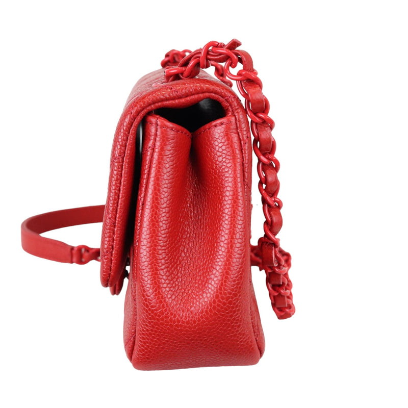 Incognito Square Flap Mini Caviar Quilted Red