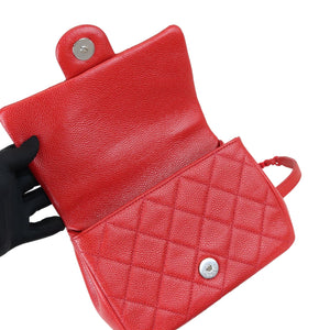 Incognito Square Flap Mini Caviar Quilted Red