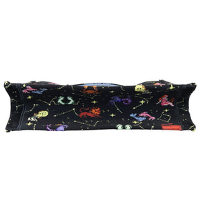 Book Tote Medium Pixel Zodiac Canvas Embroidered Black Multicolor