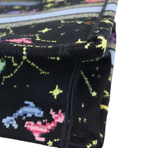 Book Tote Medium Pixel Zodiac Canvas Embroidered Black Multicolor